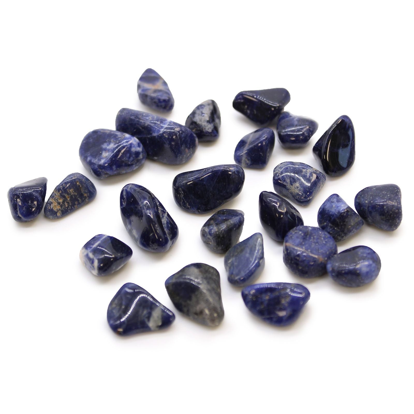 Curated Sodalite Tumble Stone Set · Pure Blue · 24 Pieces