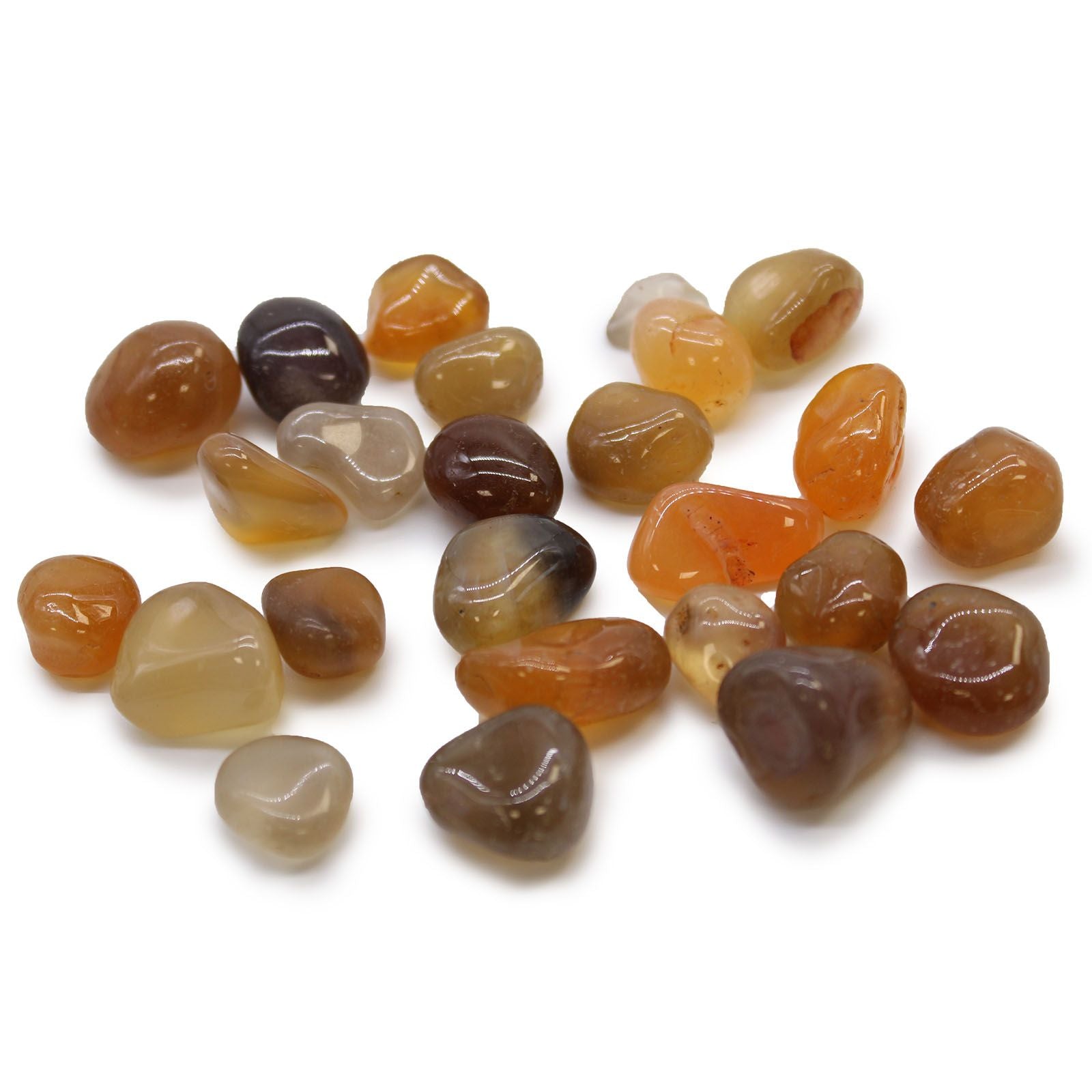 Curated Mozambique Carnelian Agate Tumble Stone Set · 24 Pieces
