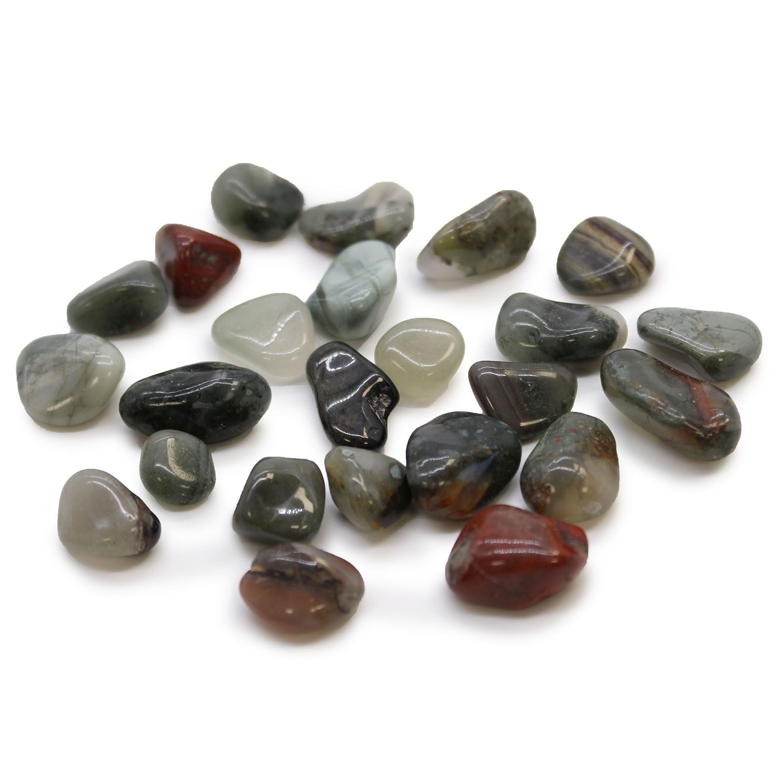 Curated Bloodstone & Sephtonite Tumble Stone Set · 24 Pieces