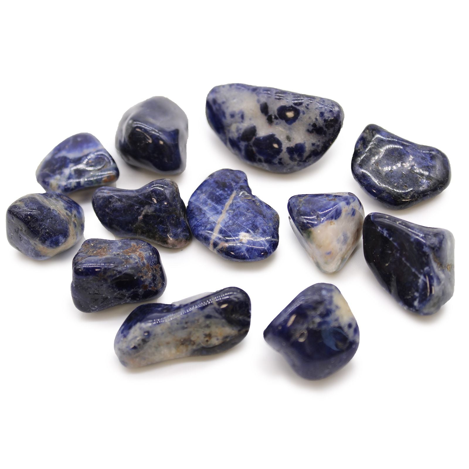 Curated Sodalite Tumble Stone Set · Pure Blue · 12 Pieces